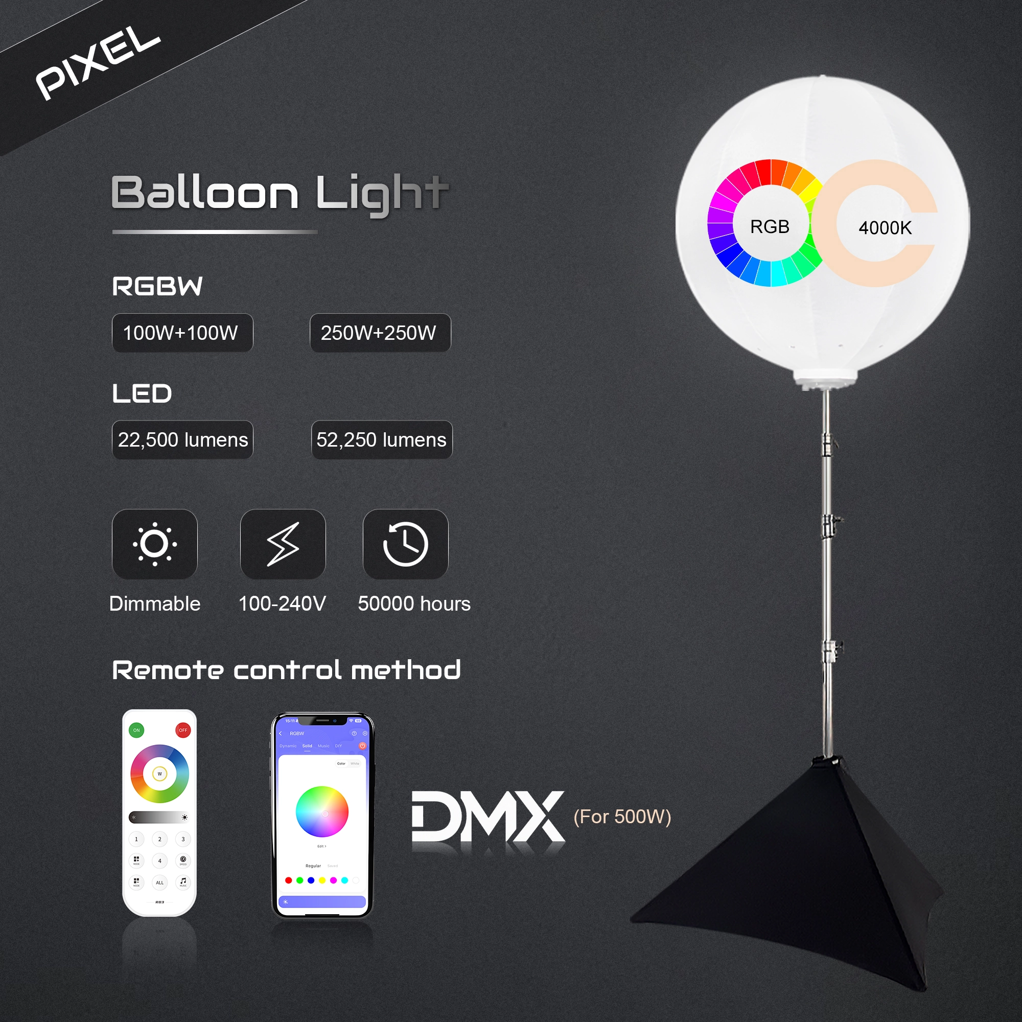 Colorful led event balloon light tower supplier